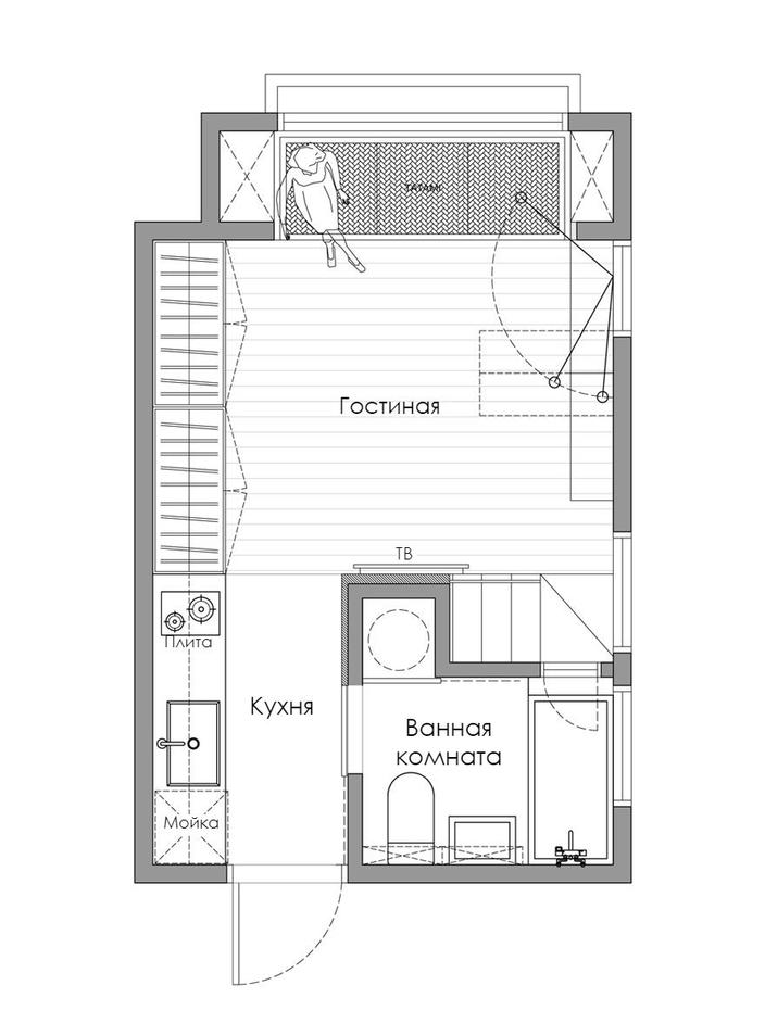 Площадь этой квартиры - 22 метра! Но внутри она кажется гигантской! Когда за дело взялся мастер...