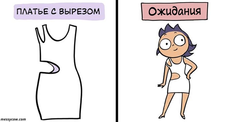 Вы покупаете одежду: Ожидания vs Реальность Особенно на диете.