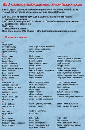 850 английских слов, выучив которые, вы сможете свободно общаться на этом языке